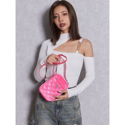 GGベロア bijou quiltingミニショルダーBAG （ピンク）｜詳細画像