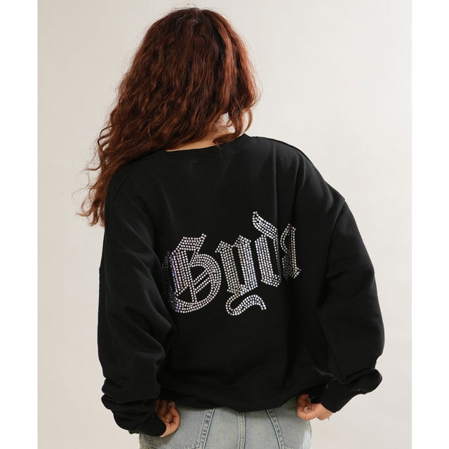 長袖 Tシャツ ロンT レディース ラインストーン ロゴ （BLK）