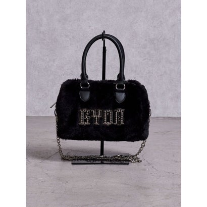 GYDA bijouプレートフェイクファーBAG （ブラック）｜詳細画像
