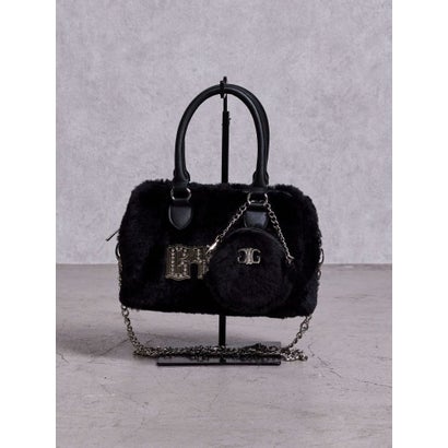 GYDA bijouプレートフェイクファーBAG （ブラック）｜詳細画像