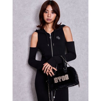 GYDA bijouプレートフェイクファーBAG （ブラック）｜詳細画像
