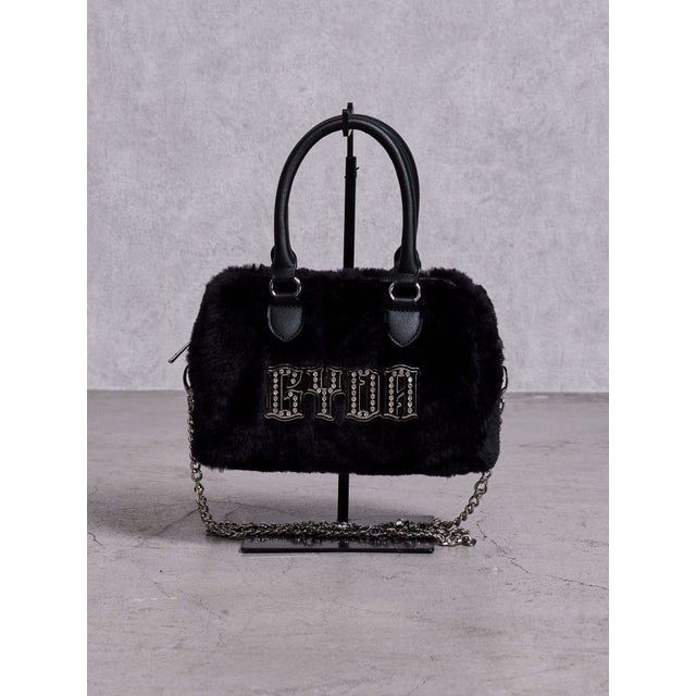 bijouプレートフェイクファーBAG （ブラック）