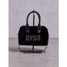 bijouプレートフェイクファーBAG （ブラック）