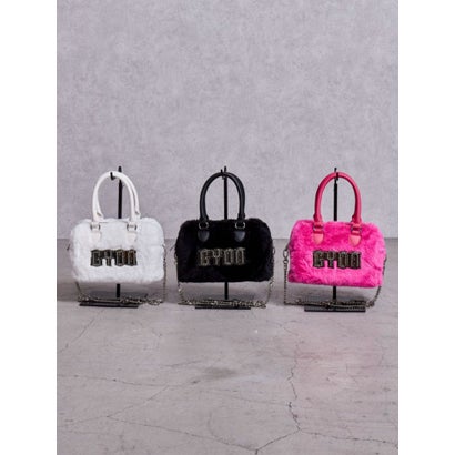 GYDA bijouプレートフェイクファーBAG （ピンク）｜詳細画像