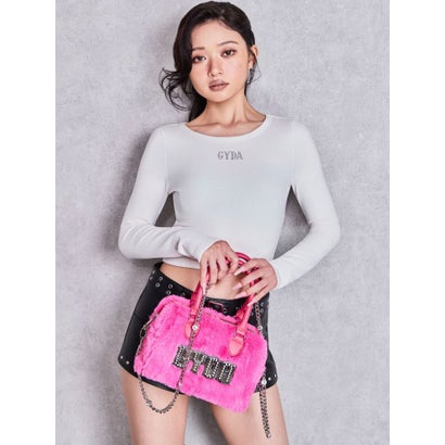 GYDA bijouプレートフェイクファーBAG （ピンク）｜詳細画像