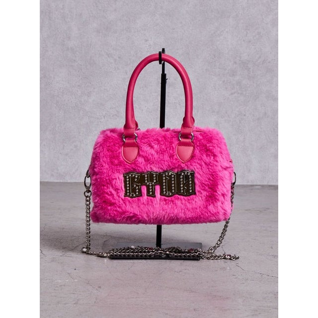 bijouプレートフェイクファーBAG （ピンク）
