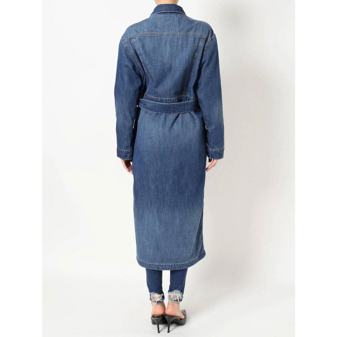 ジェイダ GYDA ウエストマークロングデニムコート （ブルー） -ファッション通販 FASHION WALKER