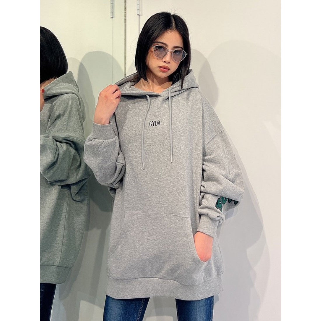 ジェイダ GYDA Mickey Mouse/BackプリントBIGスウェットTOPS （グレー 