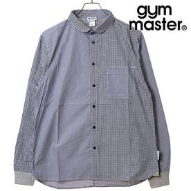 2WAYショールカラーL/Sシャツ ネイビーギンガム [G233732-59] （ネイビーギンガム）