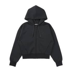 ジップアップ パーカー フーディー レディース ワンポイント ロゴ （BLK）