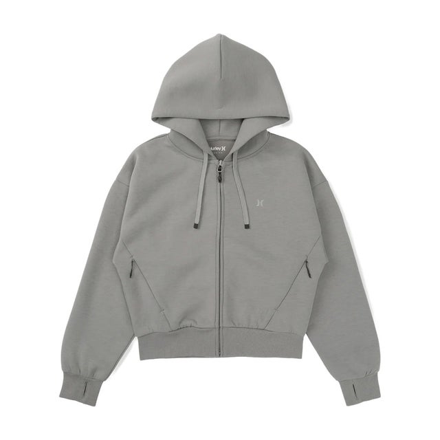 ジップアップ パーカー フーディー レディース ワンポイント ロゴ （GRY）