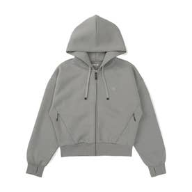 ジップアップ パーカー フーディー レディース ワンポイント ロゴ （GRY）