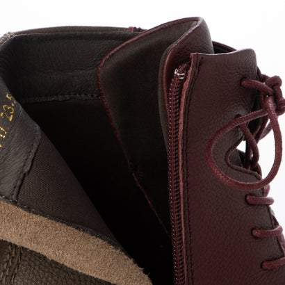 本革 配色デザイン レースアップ ショートブーツ （ワイン/コンビ）｜詳細画像