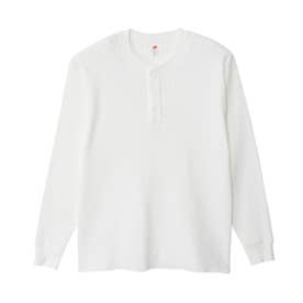 Tシャツ メンズ 長袖 ワッフル タグレス コットン 綿 100 綿100% ブランド シンプル 大人 Thermal Top サーマルトップ ヘンリーネックロングスリーブ HM4-E202 （ホワイト）