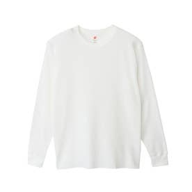 Tシャツ メンズ 長袖 ワッフル タグレス コットン 綿 100 綿100% ブランド シンプル 大人 Thermal Top サーマルトップ クルーネックロングスリーブ HM4-E201 （ホワイト）