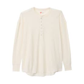 Tシャツ レディース 長袖 ワッフル ヘンリーネック ブランド シンプル 大人 無地 ティーシャツ ウィメンズ Thermal for HER ヘンリーネックTシャツ HW4-E102 （オフホワイト）