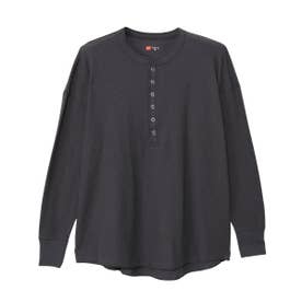 Tシャツ レディース 長袖 ワッフル ヘンリーネック ブランド シンプル 大人 無地 ティーシャツ ウィメンズ Thermal for HER ヘンリーネックTシャツ HW4-E102 （ミディアムグレー）