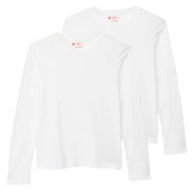 Tシャツ レディース 長袖 2枚組 天竺 コットン 綿 100 ブランド シンプル 大人 無地 2P Japan Fit for HER クルーネックロングスリーブTシャツ HW4-E103 （ホワイト）