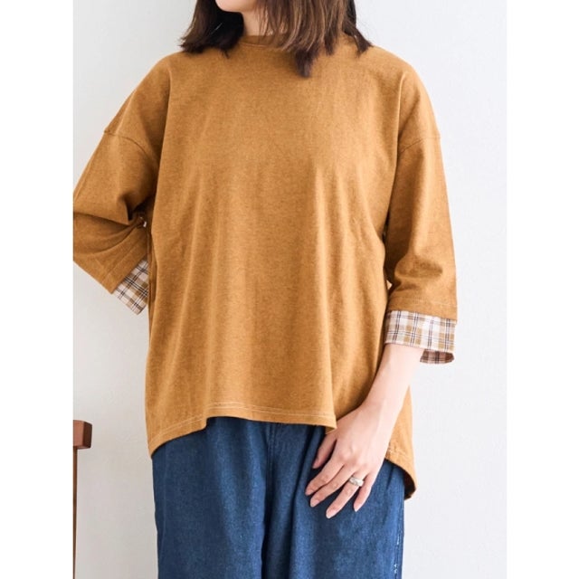 カットチュニックコンビプルオーバー （黄）