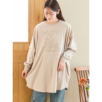 ロゴ刺繍チュニックロングTシャツ （青）｜詳細画像
