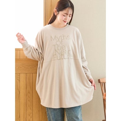 ロゴ刺繍チュニックロングTシャツ （ワイン）｜詳細画像
