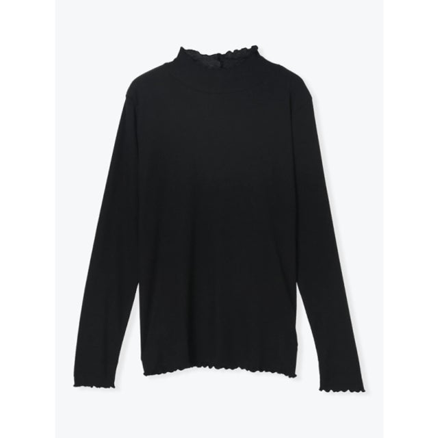 しっとりリブハイネックプルオーバー （黒）
