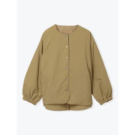 発熱中綿ノーカラーブルゾン （キャメル）