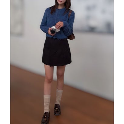 ヒューマンセカンドオケージョン Human 2nd Occasion フェザーシャギーショート丈クルーネックカーディガン （ブルー）｜詳細画像