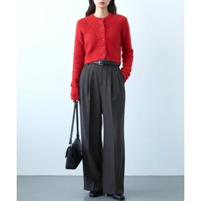 ヒューマンセカンドオケージョン Human 2nd Occasion フェザーシャギーショート丈クルーネックカーディガン （レッド）｜詳細画像