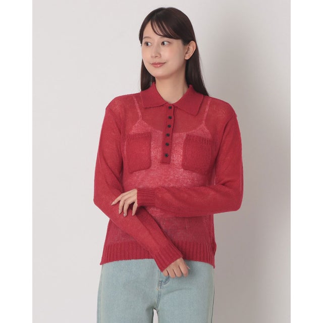 シアーニットポロシャツ （レッド）