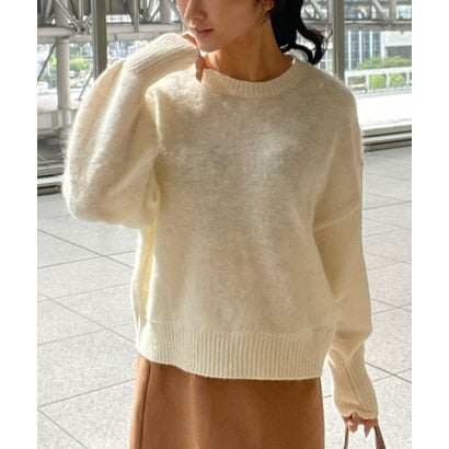 モヘアタッチプルオーバーニット （オフホワイト）｜詳細画像