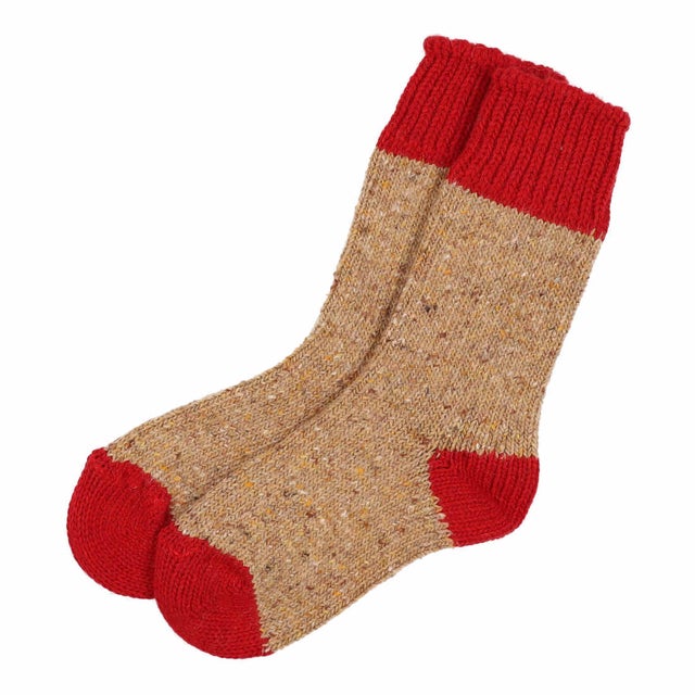 靴下 （RED/CAMEL）