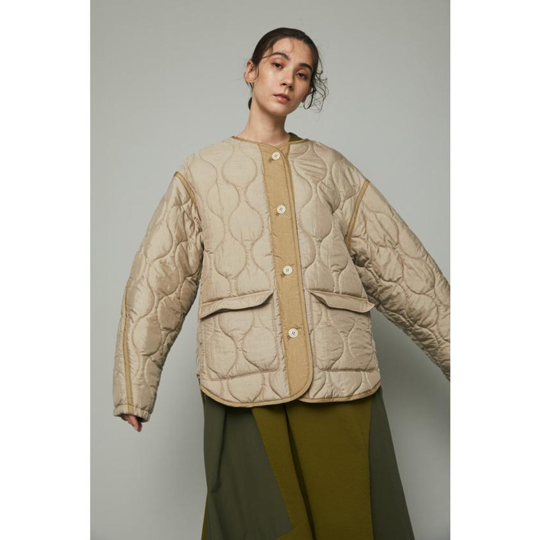 ヘリンドットサイ HeRIN.CYE Vest layered blouson （L/BEG1 