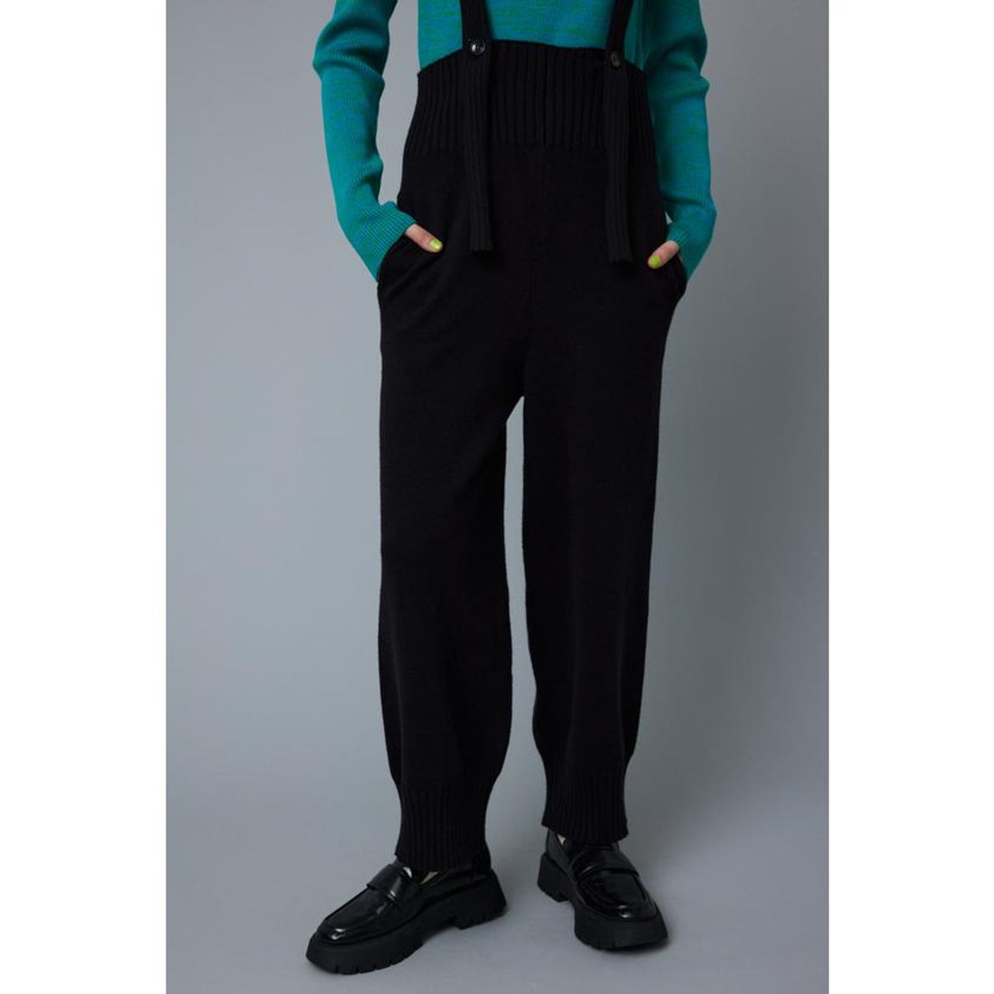 ヘリンドットサイ HeRIN.CYE Knit suspender pants （BLK 