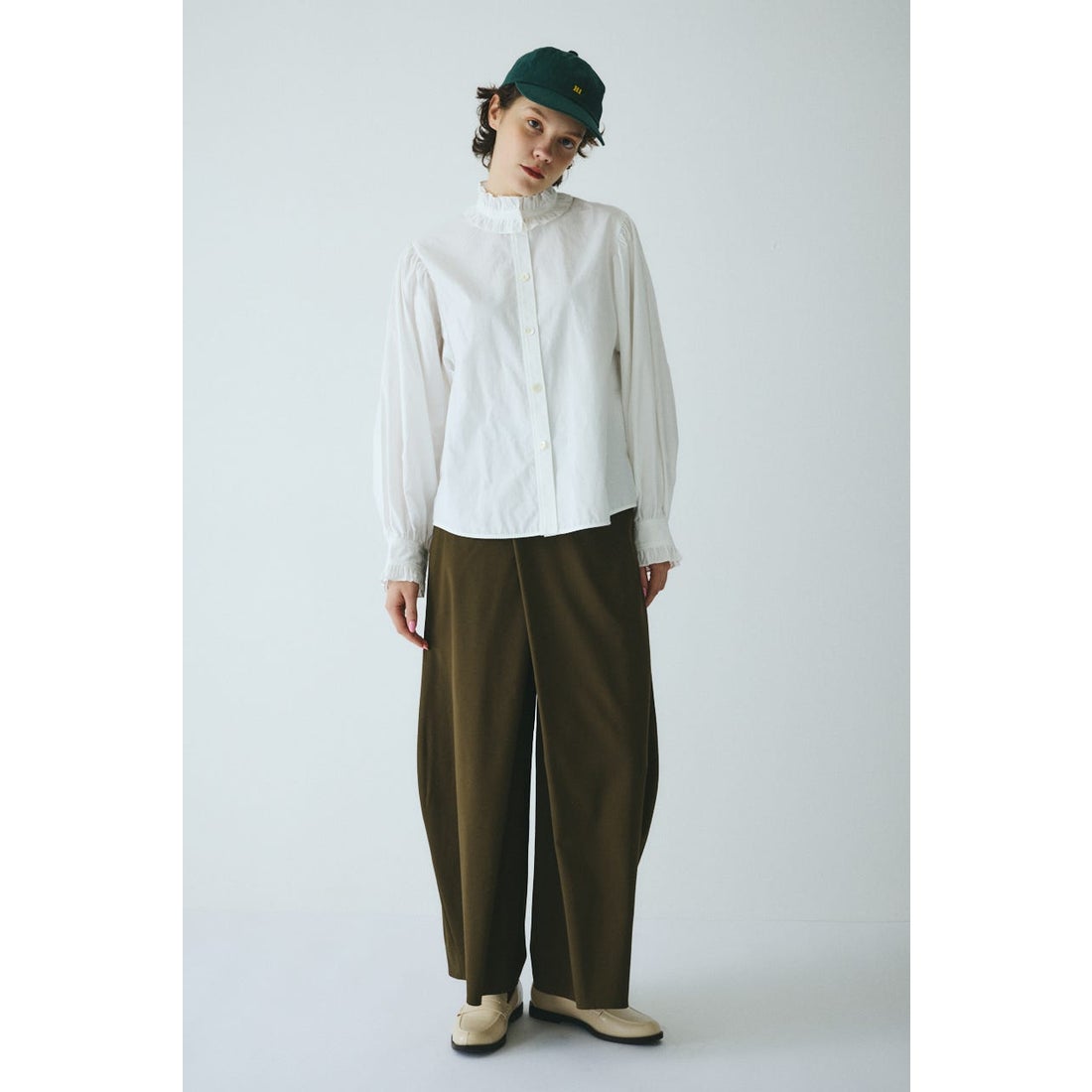 ヘリンドットサイ HeRIN.CYE ［予約］Frill neck shirt （L/BLU1 