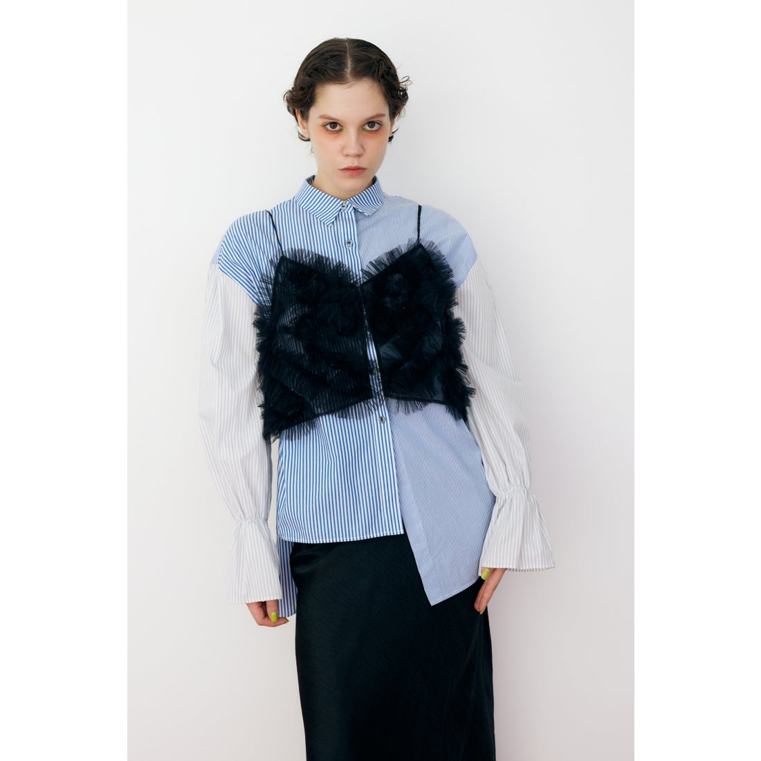 HeRIN.CYE Many frill bustier BLK -ファッション通販 FASHION WALKER