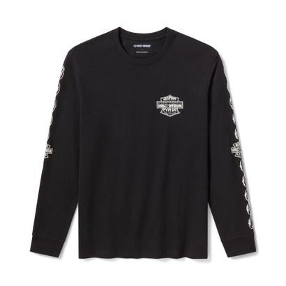 チョッパーチェーン ヘビーウェイト 長袖グラフィックTシャツ （ハーレーブラック）｜詳細画像