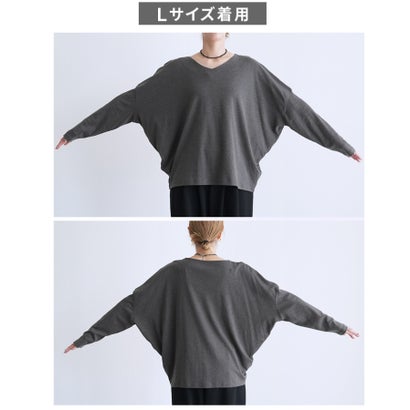 ドルマンスリーブVネックTシャツ(wk-0576) （チャコール）｜詳細画像
