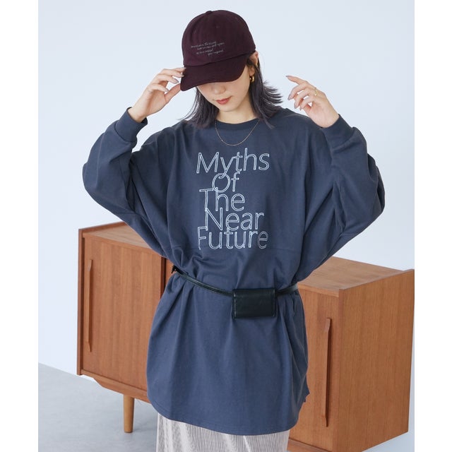 ロゴ刺繍BIGTシャツ(an-d264115l) （ブルー）