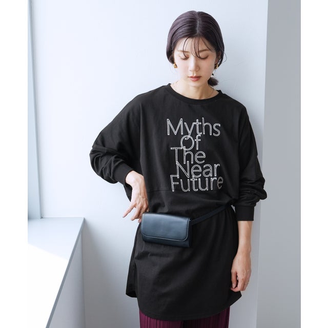 ロゴ刺繍BIGTシャツ(an-d264115l) （ブラック）
