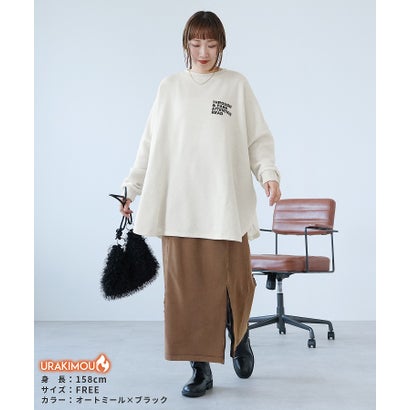 レカ reca 裏起毛前後ロゴゆったりプルオーバー（R23248-k） （チャコール×プラム）｜詳細画像