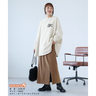 レカ reca 裏起毛前後ロゴゆったりプルオーバー（R23248-k） （チャコール×プラム）｜詳細画像