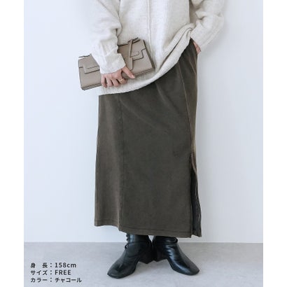 レカ reca 裏毛ケミカル加工リブナロージップスカート(an-se264294l) （スカーレット）｜詳細画像