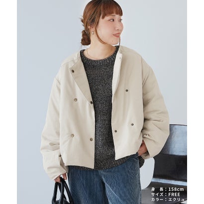 レカ reca ダブルボタン中綿ノーカラーブルゾン(an-a264032l) （オリーブ）｜詳細画像