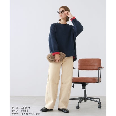 レカ reca ラウンドヘム裏配色ニット（on5665309） （ネイビー）｜詳細画像