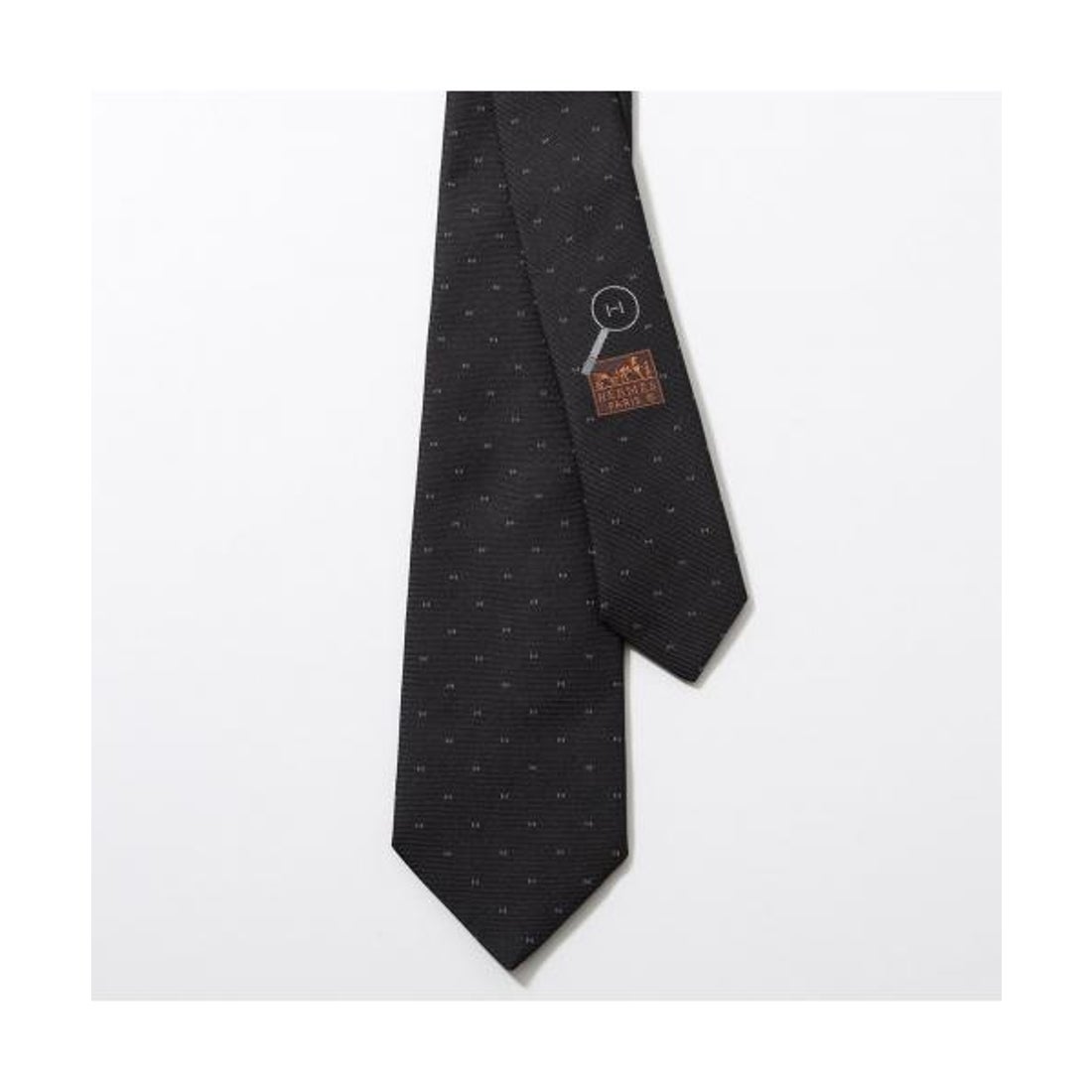未使用 エルメス HERMES 黒 シルク ネクタイ フランス製 エルメス Hermes HERMES ネクタイ TIE フランス製 シルク （(27
