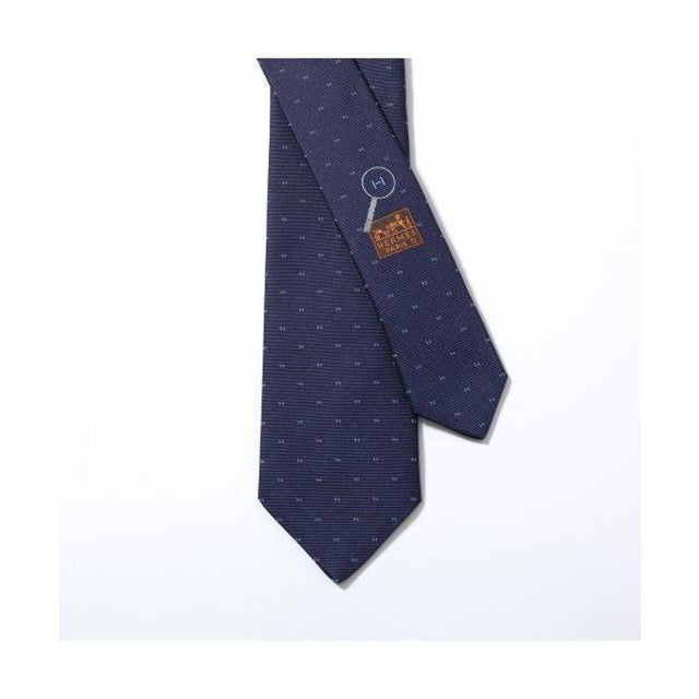 HERMES ネクタイ TIE フランス製 シルク （(31)334161T-01/ネイビー）