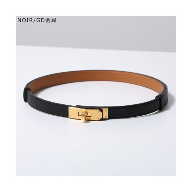 HERMES ベルト ケリー18 Kelly belt H069853CK エプソン （NOIR/GD金具-K刻印）