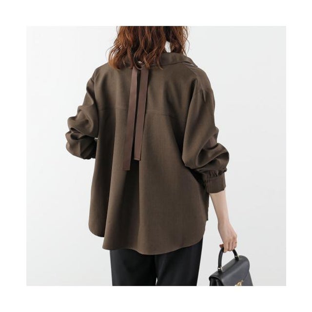 ブラウス Back Slit Ribbon Shirt Blouse H426315 （1/ブラウン）