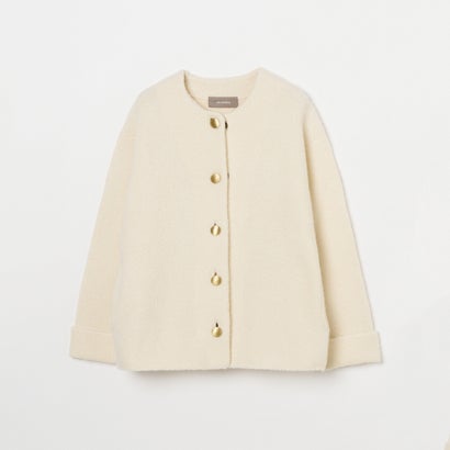 エリオポール HELIOPOLE HERRINGBONE CREW KNIT JACKET （アイボリー）｜詳細画像